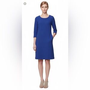 Ganni Textured 3/4 Sleeve Royal Blue Zippered Sheath Dress Size Large